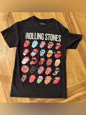 The Rolling Stones Black Graphic Logo T-Shirt. Small.
